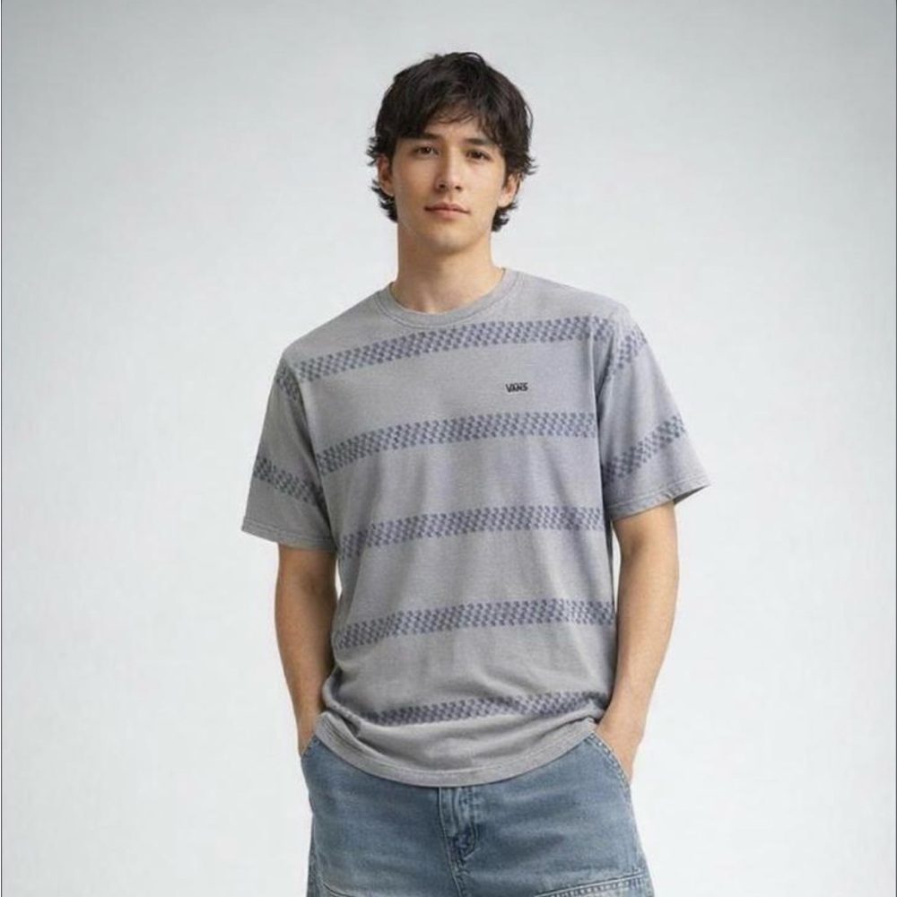 Vans Men's Short Sleeve Gray Patterned Tee